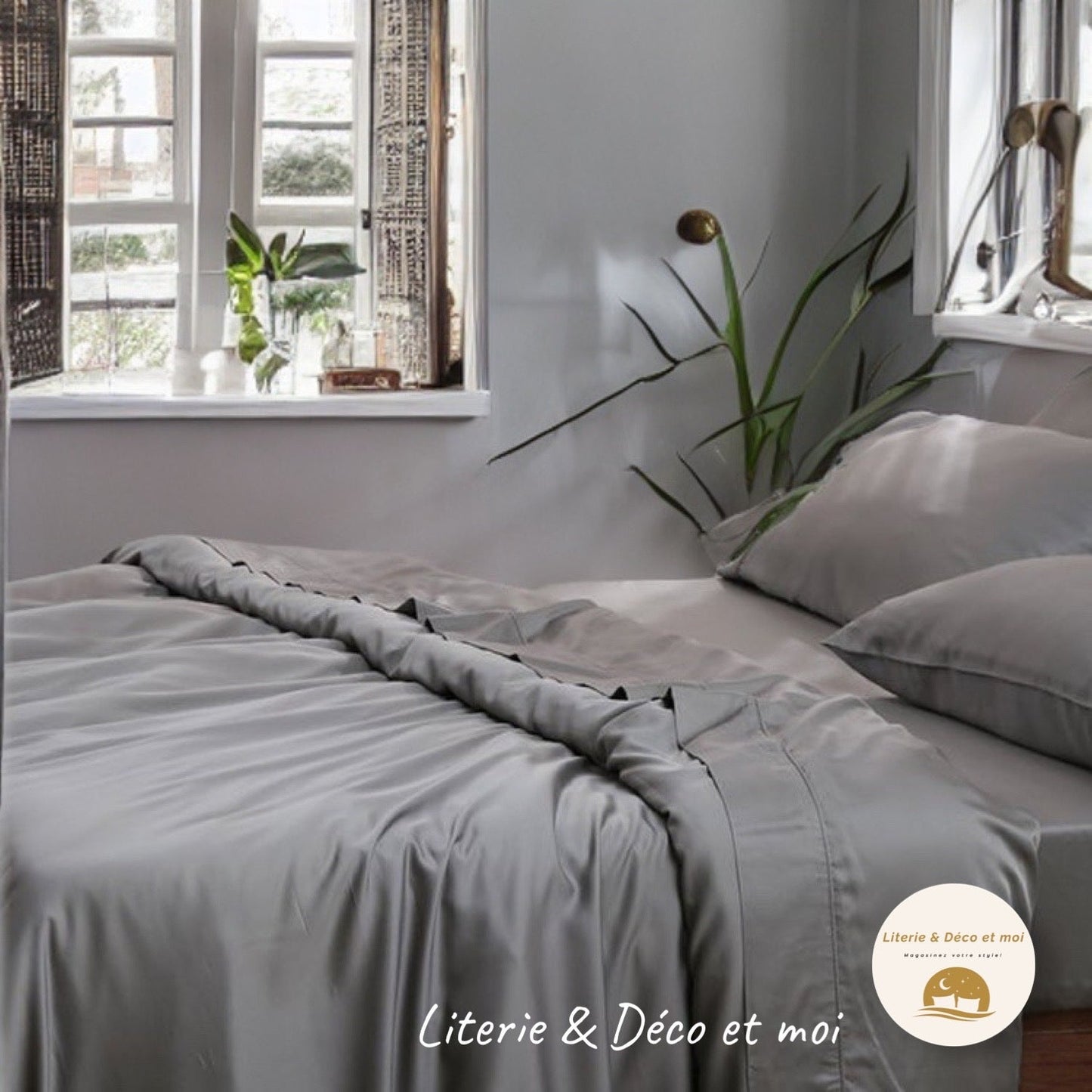 Housse de couette en BAMBOU  ( Gris )- Collection Literie -Déco et Moi Housse de couette  ,disponible chez Literie-Déco et moi 