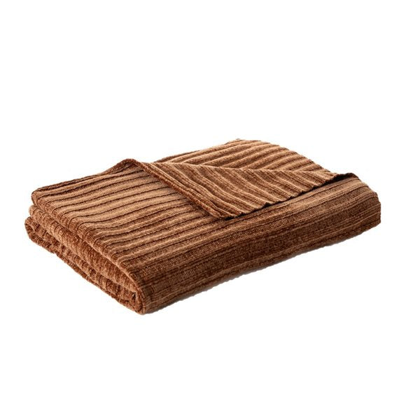 Jeté en chenille terracotta HIPPY - par Brunelli Jeté  ,disponible chez Literie-Déco et moi 