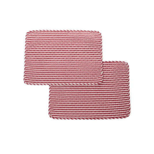 Ensemble de 4 napperons à rayures rouges et blanches Holly- Par Brunelli - NAPPES Brunelli - Literie-Déco et moi 