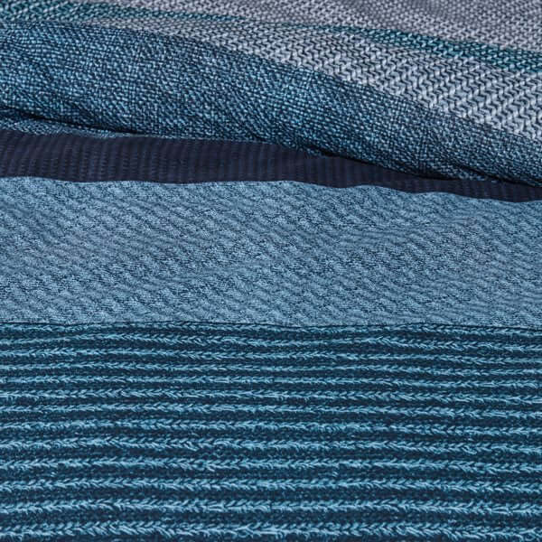 Housse de couette a rayures BERLIN BLEU - Par Brunelli - Literie - Déco et moi