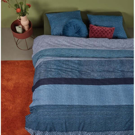 Housse de couette a rayures BERLIN BLEU - Par Brunelli Housse de couette  ,disponible chez Literie-Déco et moi 