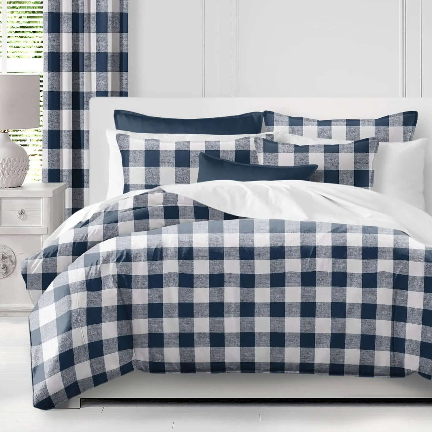 Housse de couette BANFF BUFFALO ( Marine / blanc ) - Par Colcha Linens - Housse de couette Colcha Linens - Literie-Déco et moi 
