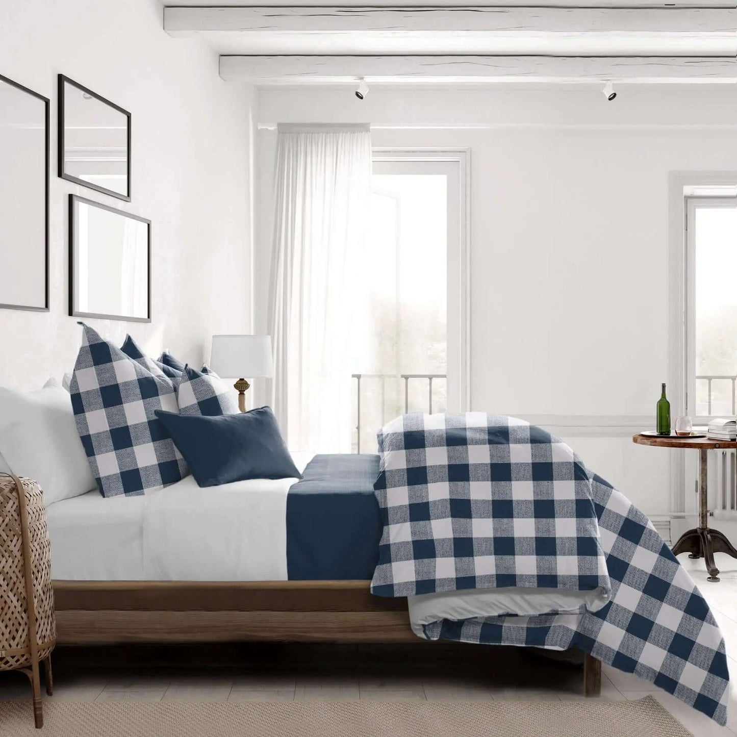 Housse de couette BANFF BUFFALO ( Marine / blanc ) - Par Colcha Linens - Housse de couette Colcha Linens - Literie-Déco et moi 