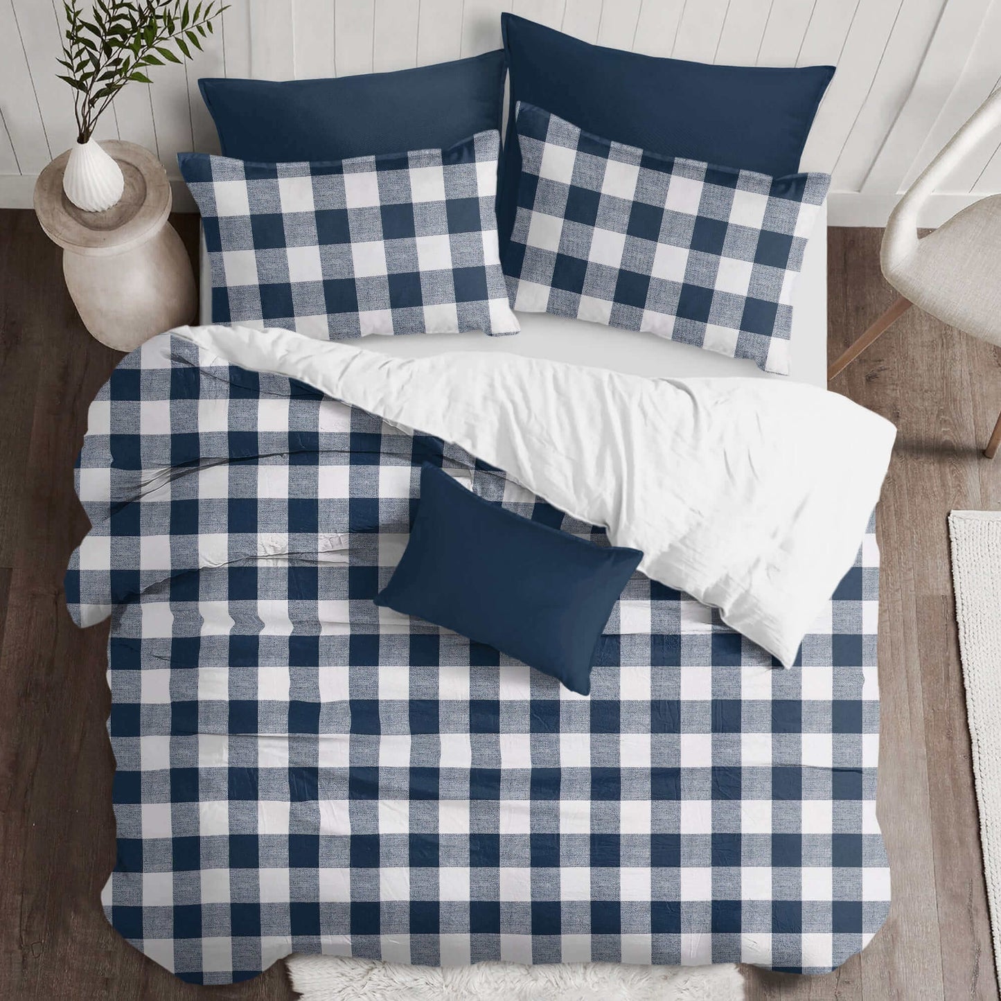 Housse de couette BANFF BUFFALO ( Marine / blanc ) - Par Colcha Linens - Housse de couette Colcha Linens - Literie-Déco et moi 