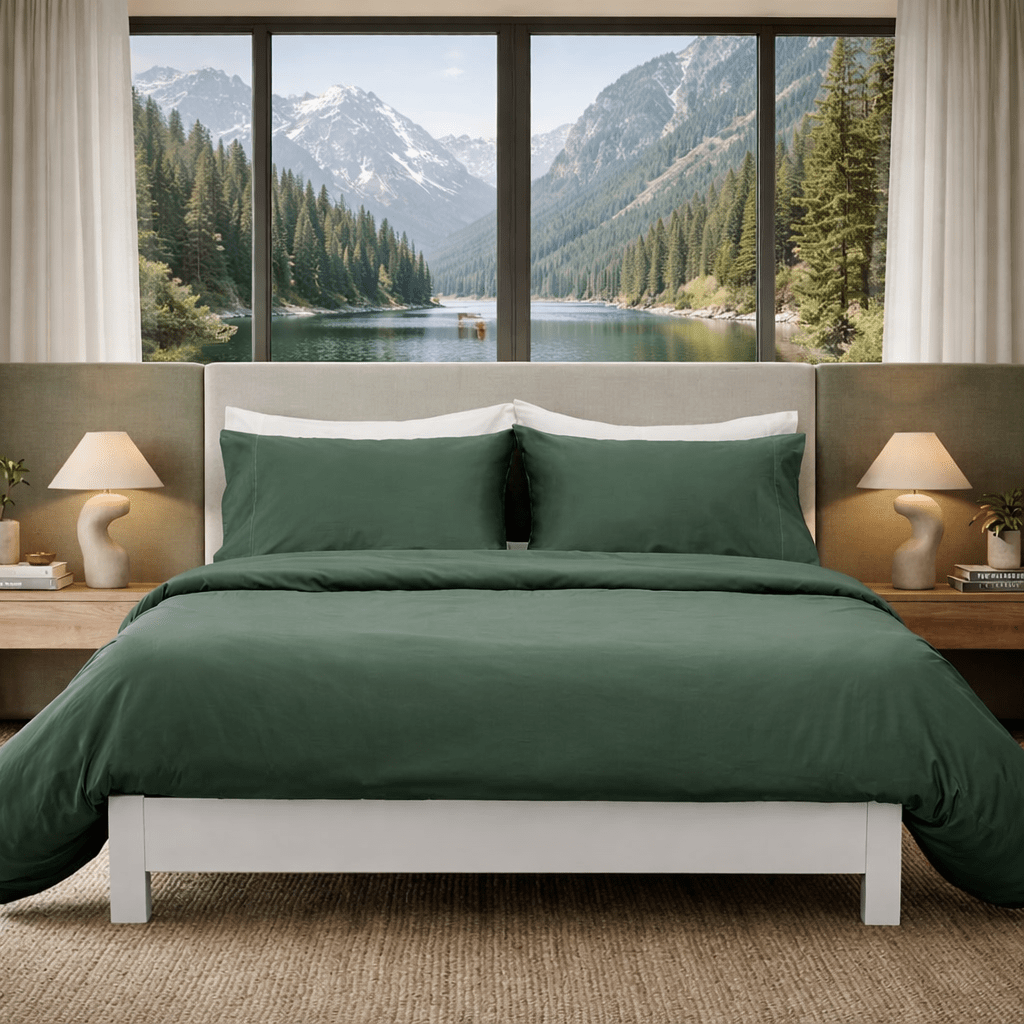 Housse de couette Collection Raffinée ( 100% coton égyptien )- Vert foret - Housse de couette Literie & Déco et moi - Literie-Déco et moi 