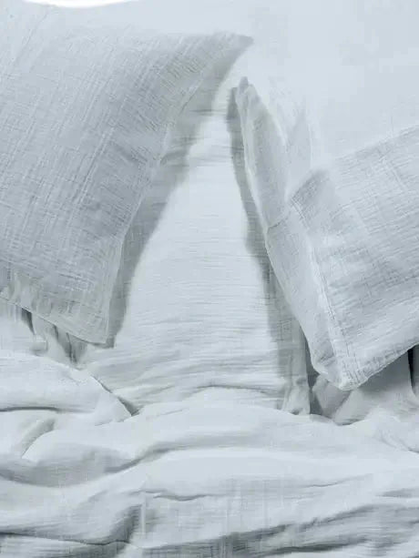 Housse de couette ÉMILIA, en gaze de coton ( BLEU CIEL ) - Literie - Déco et moi