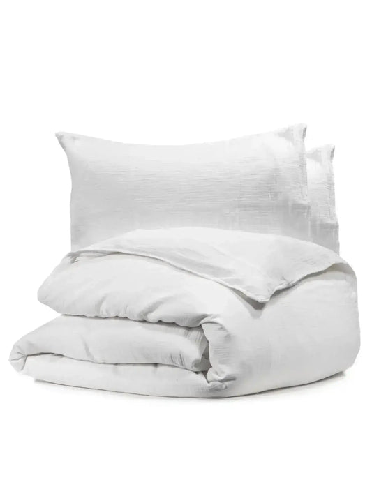 Housse de couette ÉMILIA, en gaze de coton ( GRIS PERLE ) - Housse de couette DB - $384.99! Literie-Déco et moi 