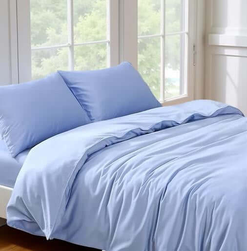 Housse de couette en coton égyptien (300 fils) - Bleu - Housse de couette Literie & Déco et moi - $39.99! Literie-Déco et moi