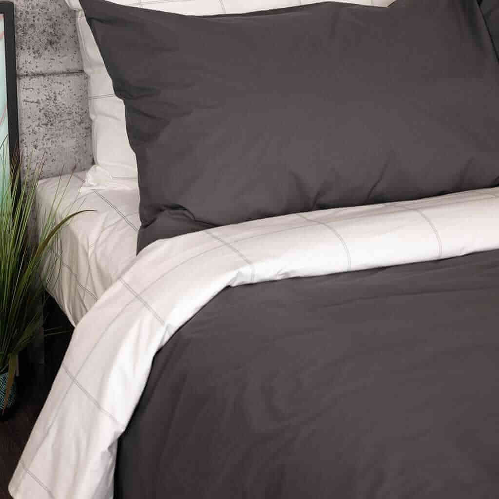 Housse de couette en percale biologique ( Charcoal ) - Housse de couette Literie & Déco et moi - Literie-Déco et moi 