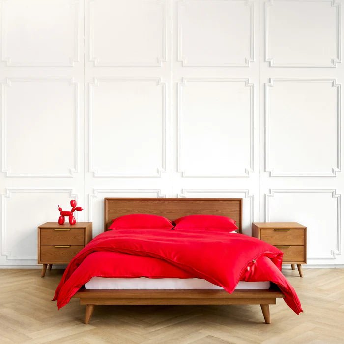 Housse de couette en percale de coton ROUGE CARDINAL - Literie - Déco et moi