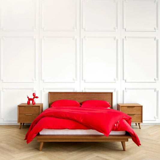 Housse de couette en percale de coton ROUGE CARDINAL - Literie - Déco et moi