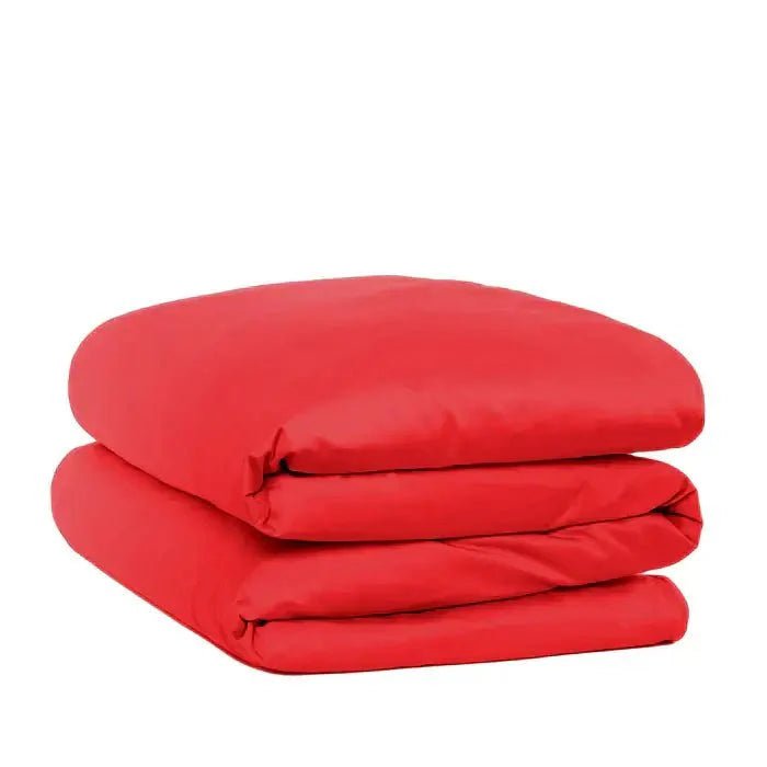 Housse de couette en percale de coton ROUGE CARDINAL - Literie - Déco et moi