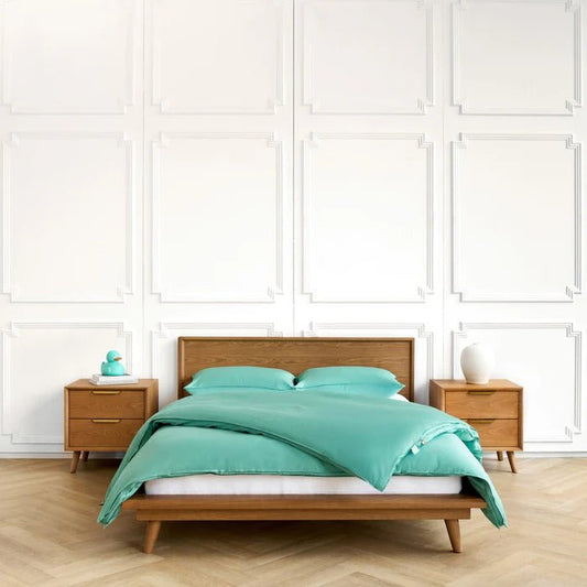 Housse de couette en percale de coton TURQUOISE - Literie - Déco et moi