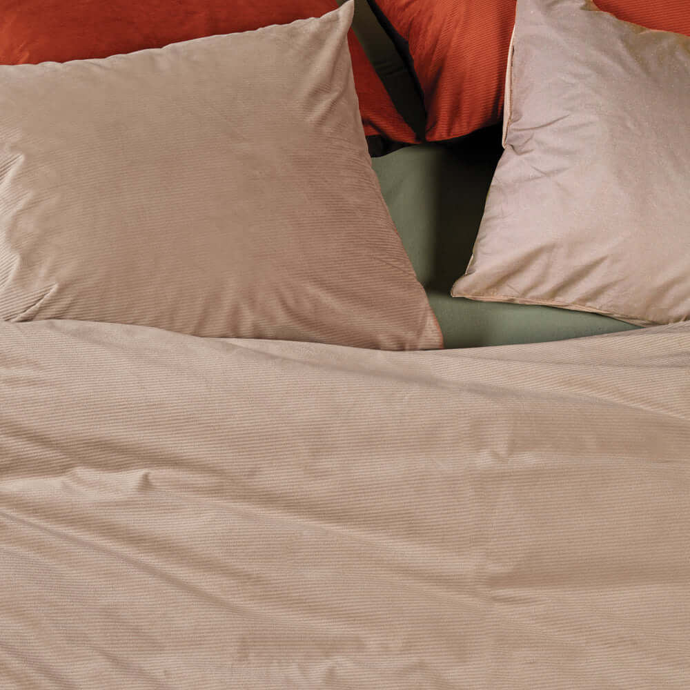 Housse de couette en velours cotelé COFFEE ( taupe ) - Par Brunelli - Literie - Déco et moi
