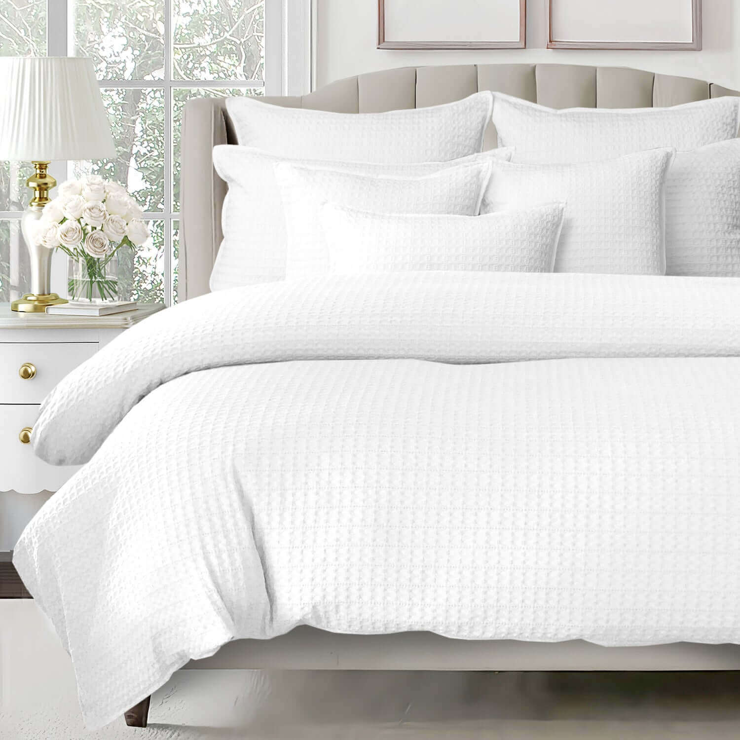 Housse de couette gaufrée HONEYCOMB  ( Blanc ) - Par Colcha Linens - Housse de couette Colcha Linens - $61.95! Literie-Déco et moi 
