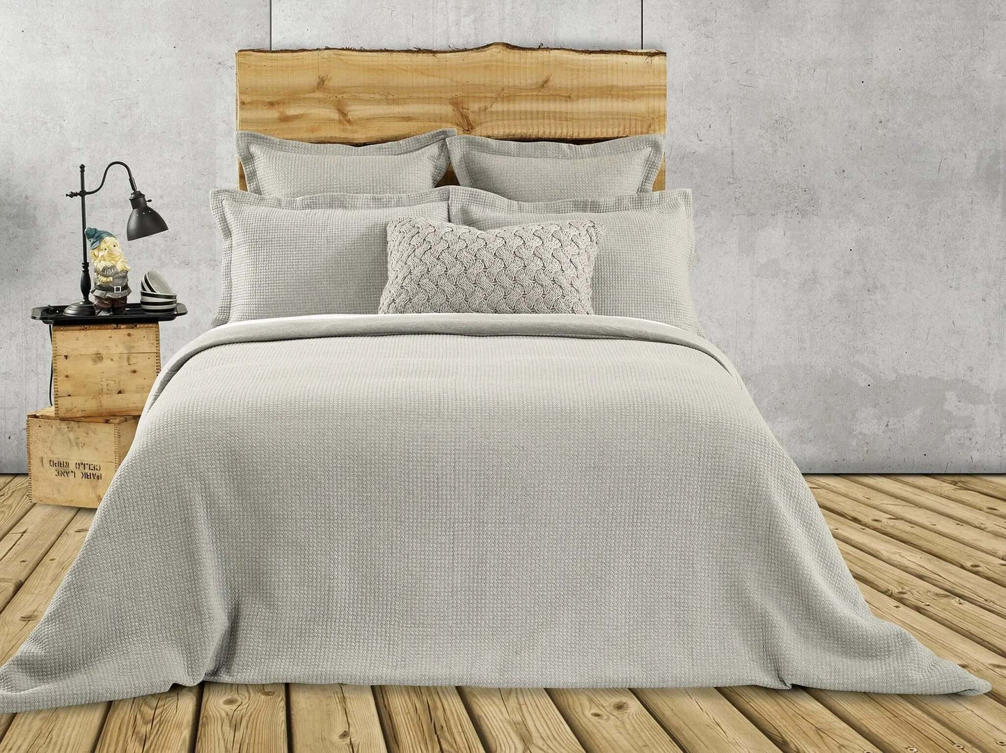Housse de couette jersey gris piquée RUSTIC - Par Brunelli - Literie - Déco et moi
