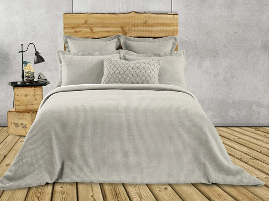 Housse de couette jersey gris piquée RUSTIC - Par Brunelli - Literie - Déco et moi