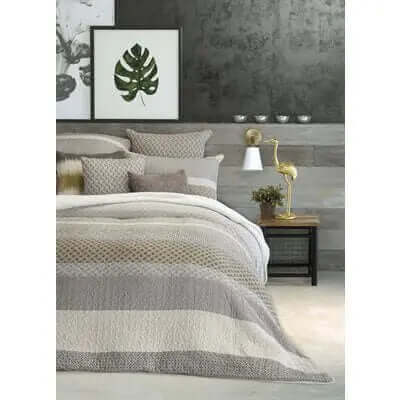 Housse de couette moderne grise et taupe  ETHAN- Par Brunelli ( livraison juillet 2026 ) - Housse de couette Brunelli - Literie-Déco et moi 