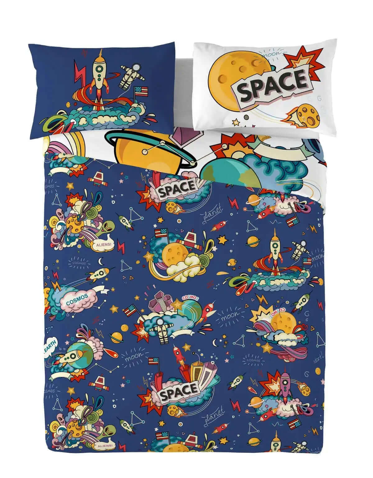 Housse de couette Moon Space ( Réversible) - Housse de couette enfant gouchee - Literie-Déco et moi 
