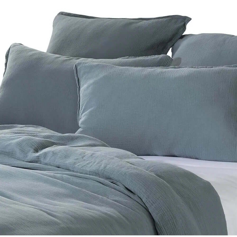 Housse de couette MUSLIN ( BLEU ACIER)- Par Brunelli - Housse de couette Brunelli - Literie-Déco et moi 