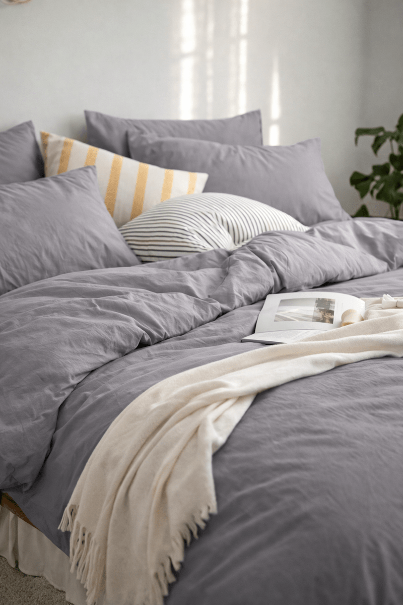 Housse de couette NATURE( Gris chiné) - Housse de couette Livia - Literie-Déco et moi 