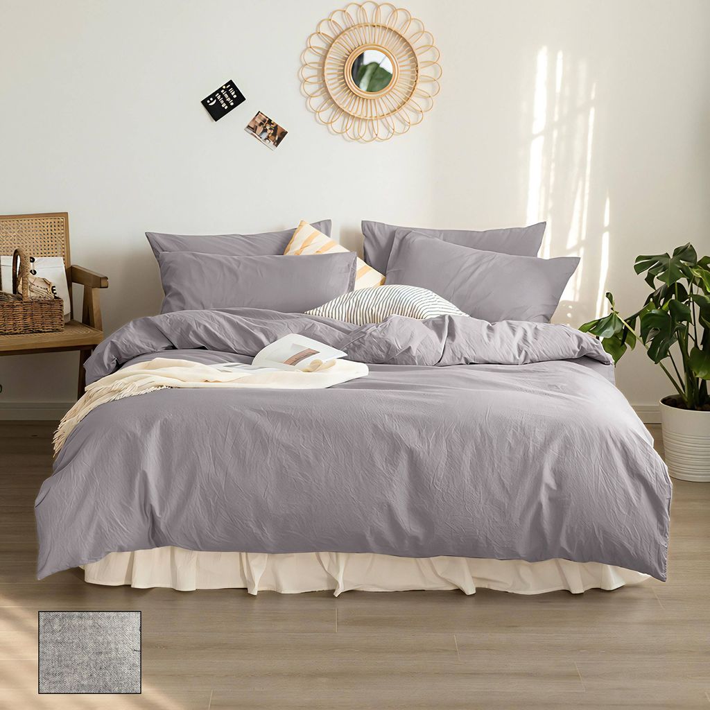 Housse de couette NATURE( Gris chiné) - Housse de couette Livia - Literie-Déco et moi 