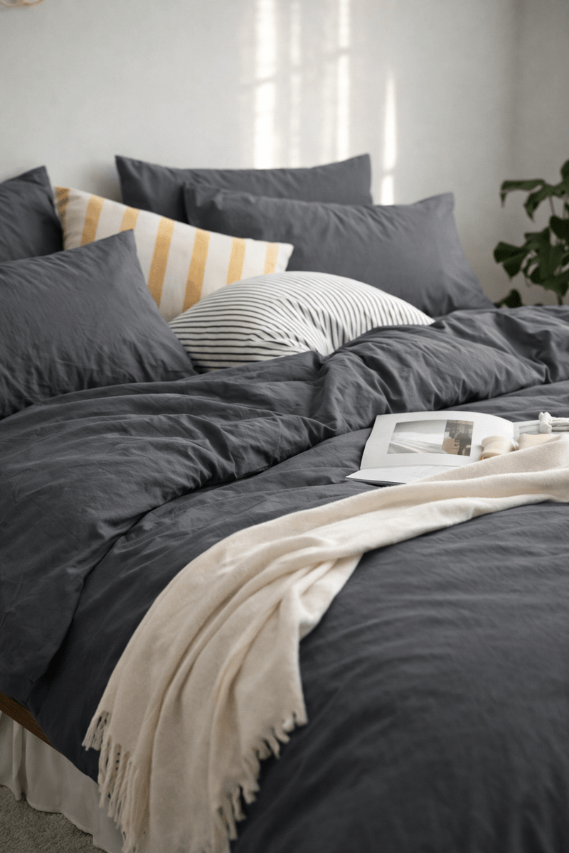 Housse de couette NATURE  (Gris foncé ) - Housse de couette Livia - $189.95! Literie-Déco et moi 