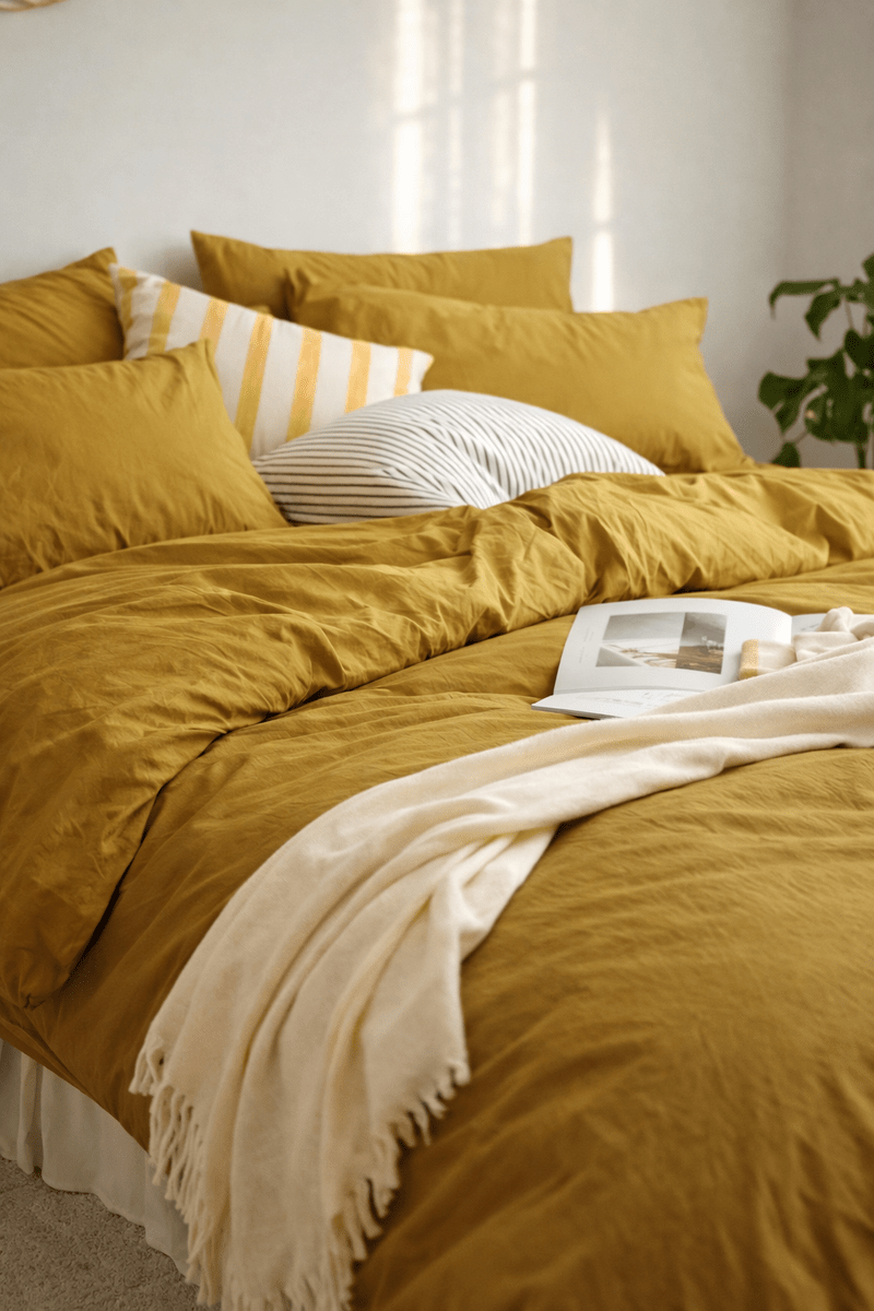 Housse de couette NATURE ( Moutarde ) - Housse de couette Livia - Literie-Déco et moi 