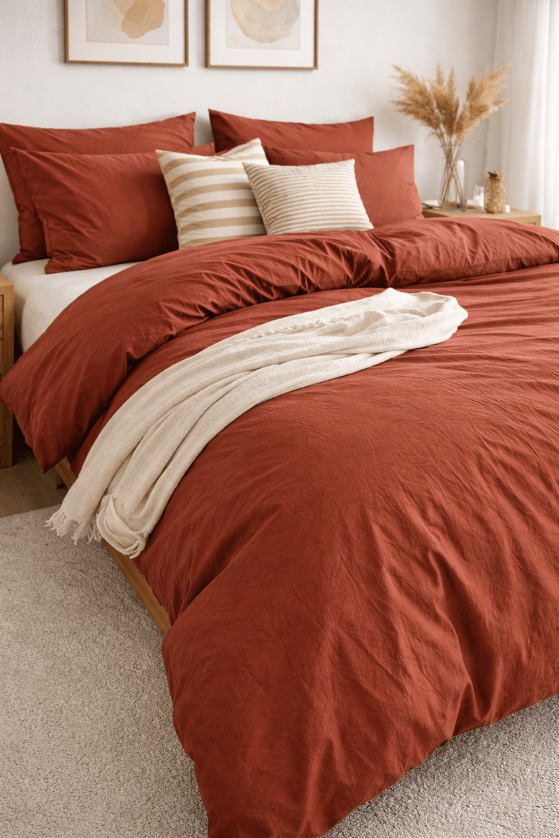Housse de couette NATURE ( Terracotta ) - Housse de couette Livia - Literie-Déco et moi 