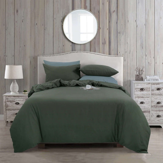 Housse de couette nature ( Vert armée ) - Literie - Déco et moi