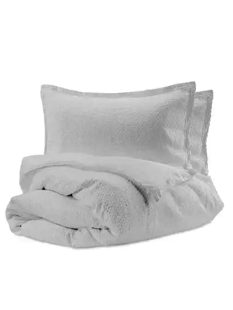 Housse de couette Nina en coton gaufré matelassé et coton percale- GRIS PERLE - Housse de couette DOLCE BIANCA - Literie-Déco et moi 