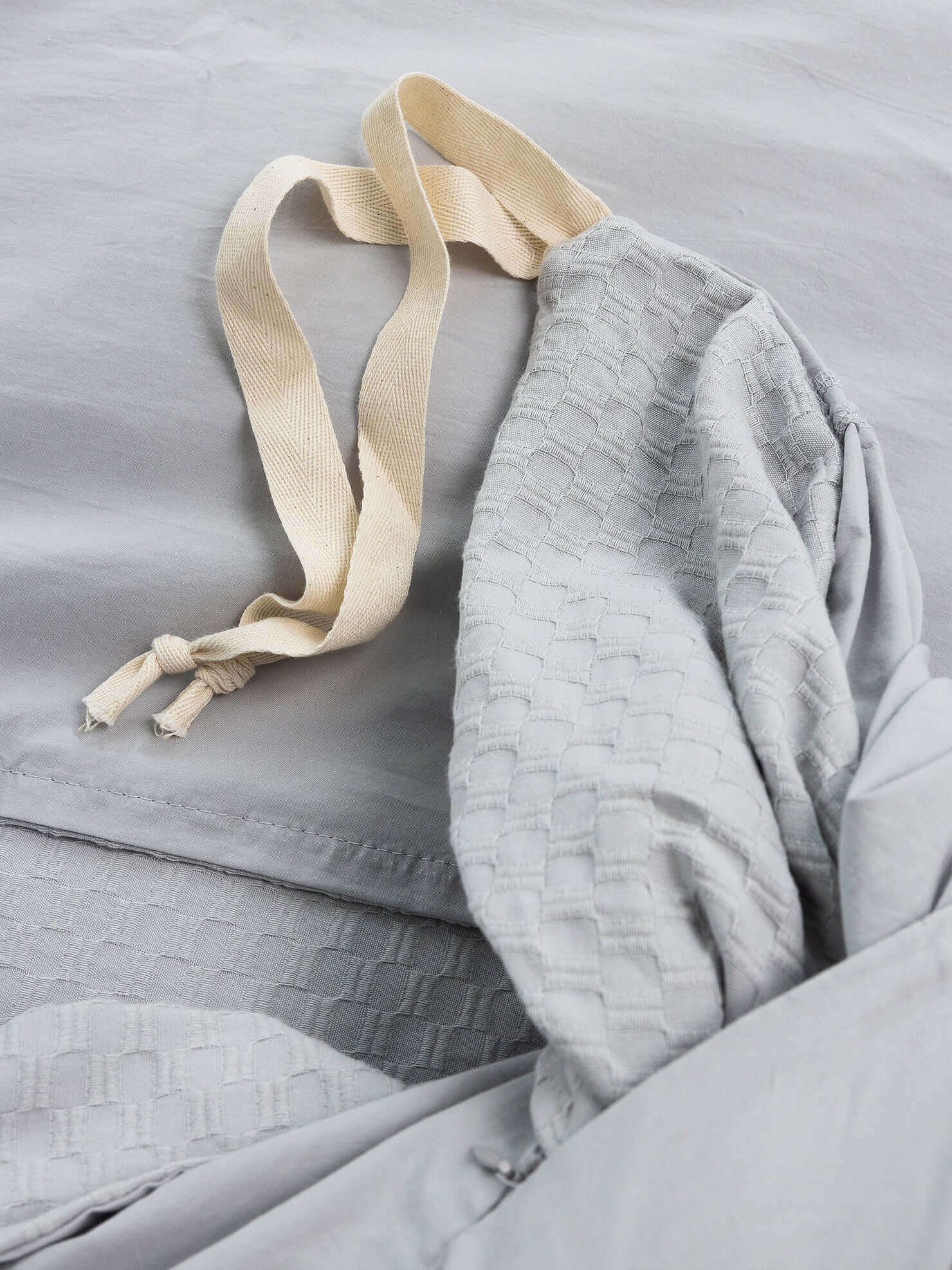 Housse de couette Nina en coton gaufré matelassé et coton percale- GRIS PERLE - Housse de couette DOLCE BIANCA - Literie-Déco et moi 