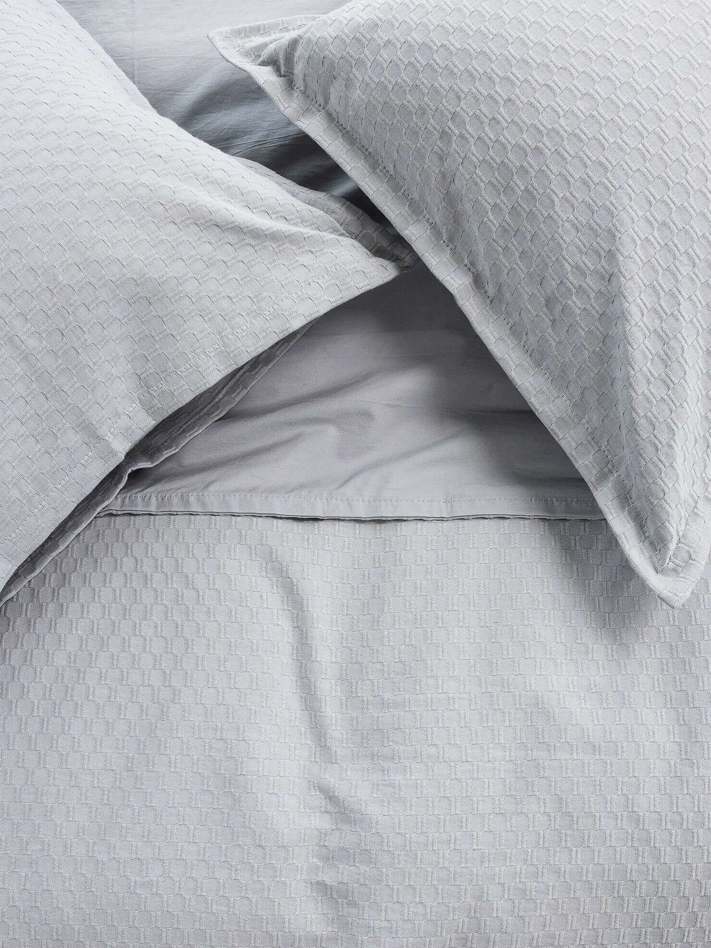 Housse de couette Nina en coton gaufré matelassé et coton percale- GRIS PERLE - Housse de couette DOLCE BIANCA - Literie-Déco et moi 