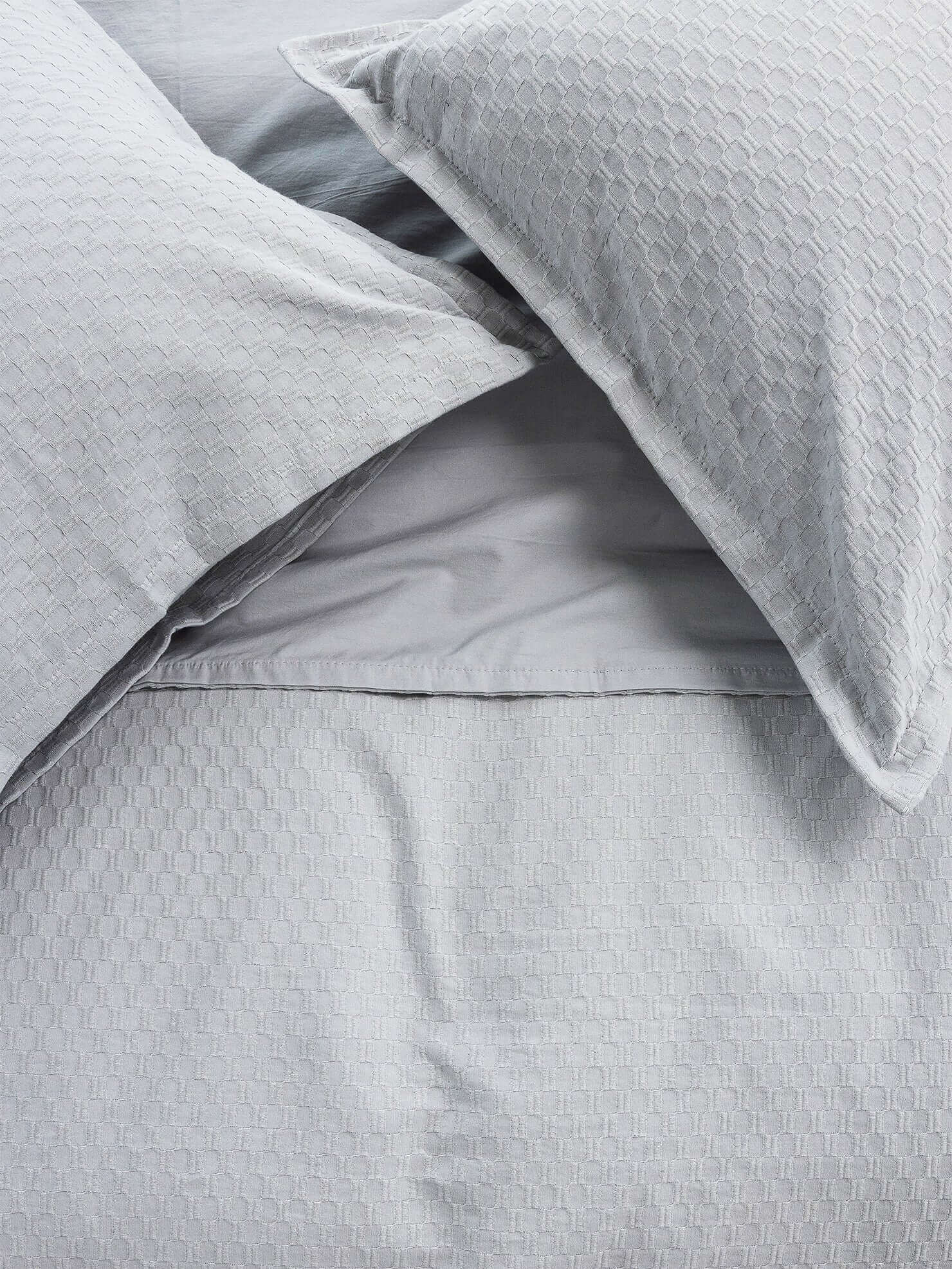 Housse de couette Nina en coton gaufré matelassé et coton percale- GRIS PERLE - Housse de couette DOLCE BIANCA - Literie-Déco et moi 