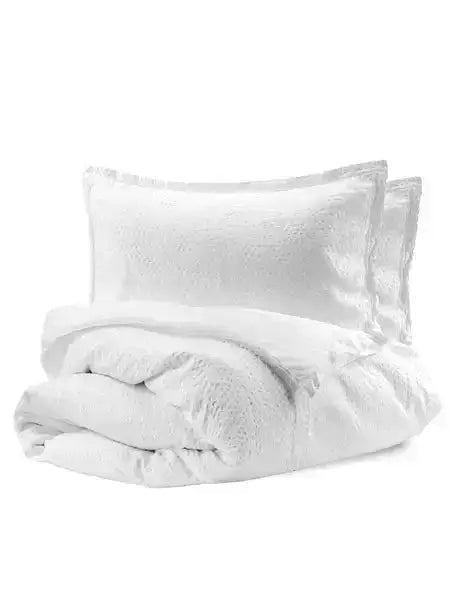 Housse de couette Nina en coton gaufré matelassé et coton percale- NEIGE - Housse de couette Dolce bianca - Literie-Déco et moi 