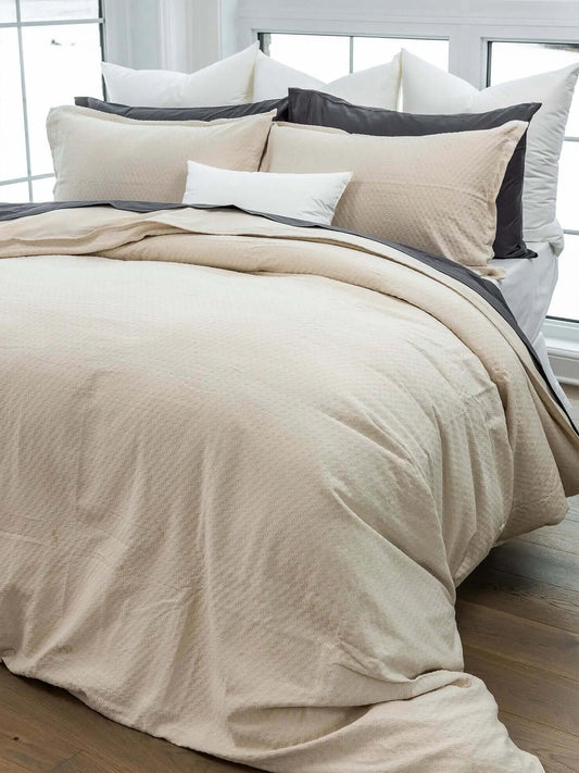 Housse de couette Nina en coton gaufré matelassé et coton percale- SABLE - Housse de couette DOLCE BIANCA - $329.99! Literie-Déco et moi