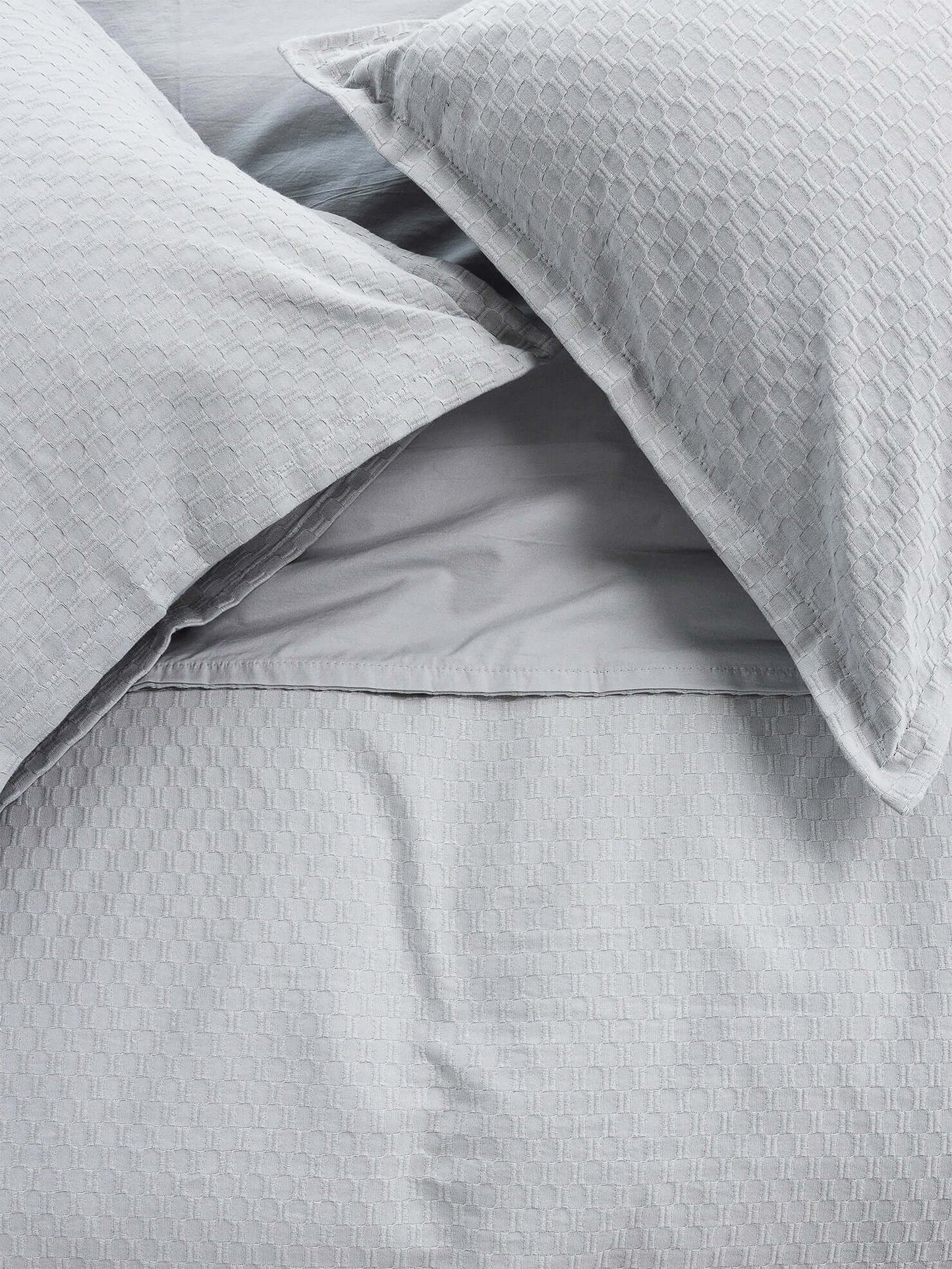 Housse de couette Nina en coton matelassé et coton percale - GRIS PERLE - Literie - Déco et moi