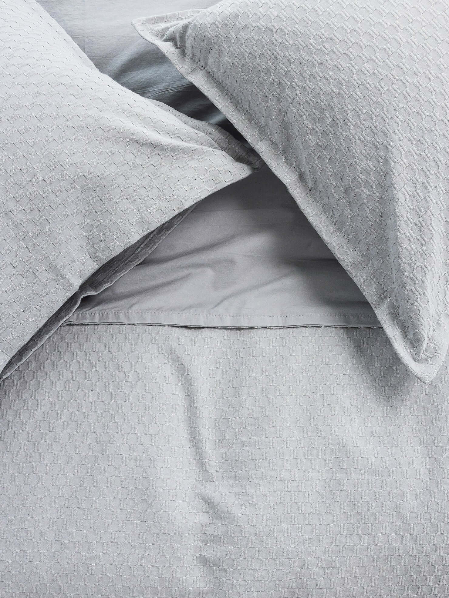 Housse de couette Nina en coton matelassé et coton percale - GRIS PERLE - Literie - Déco et moi