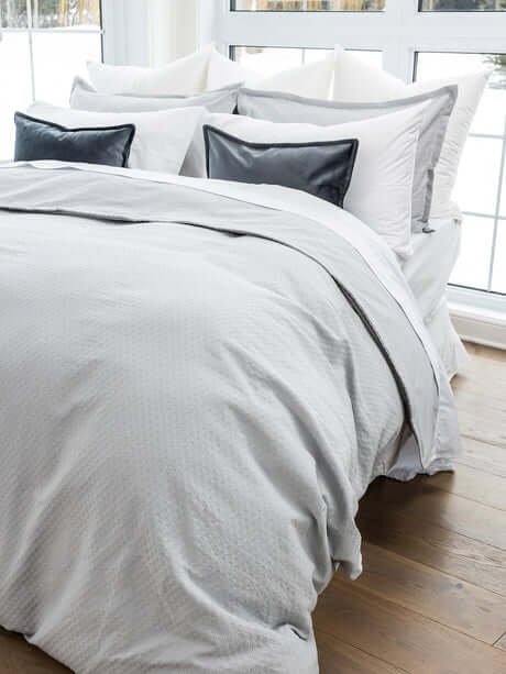 Housse de couette Nina en coton matelassé et coton percale - GRIS PERLE - Literie - Déco et moi