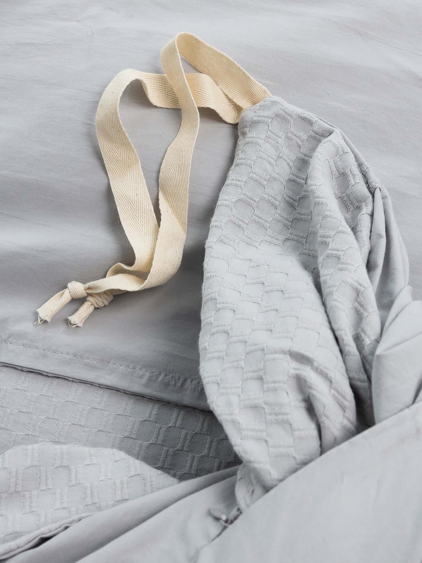 Housse de couette Nina en coton matelassé et coton percale - GRIS PERLE - Literie - Déco et moi