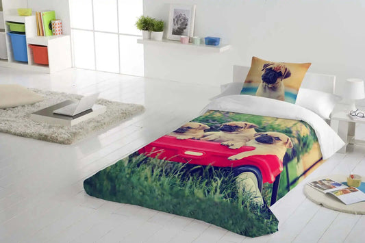 Housse de couette PUGS - Housse de couette gouchee - $129.99! Literie-Déco et moi 