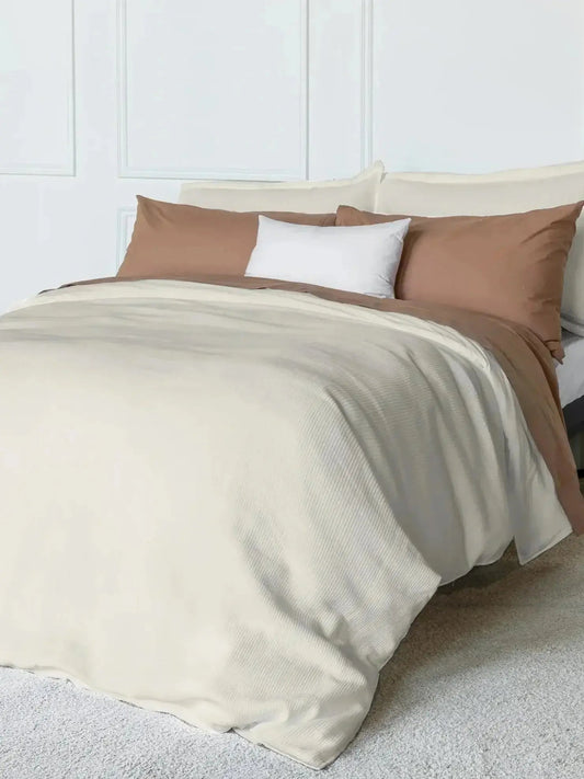 Housse de couette SOPHIA (en coton côtelé ) (Avoine ) - Housse de couette DOLCE BIANCA - $439.99! Literie-Déco et moi