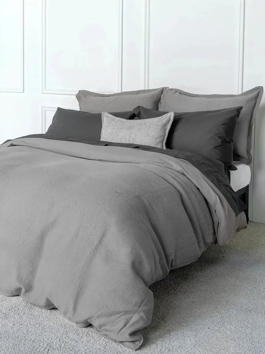 Housse de couette SOPHIA (en coton côtelé ) ( Opale ) - Literie - Déco et moi