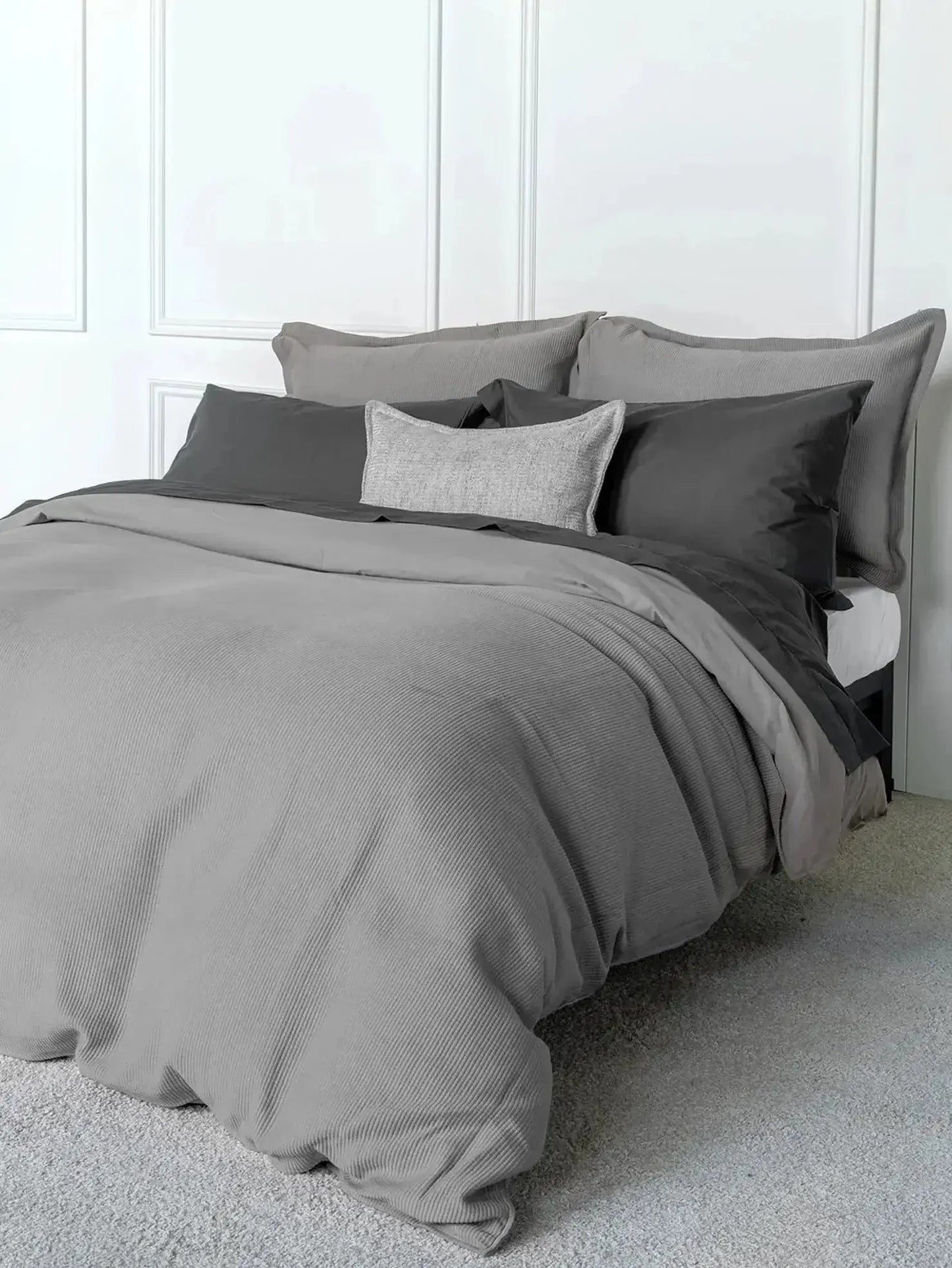 Housse de couette SOPHIA (en coton côtelé ) ( Opale ) - Housse de couette DOLCE BIANCA - Literie-Déco et moi 
