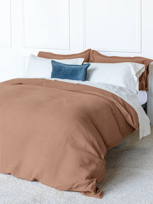 Housse de couette SOPHIA (en coton côtelé ) ( Sienne ) Housse de couette  ,disponible chez Literie-Déco et moi 