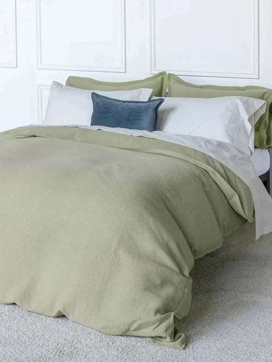 Housse de couette SOPHIA (en coton côtelé ) ( Vert Sauge ) - Housse de couette DOLCE BIANCA - $439.99! Literie-Déco et moi