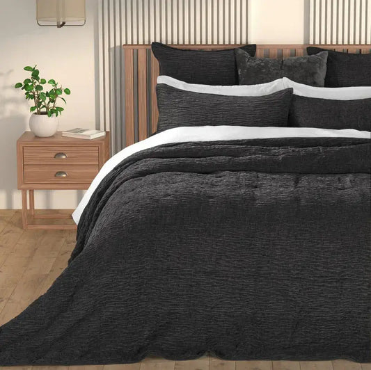 Housse de couette texturée grise BARBARA- Par Brunelli (Livraison prévue, automne 2025 ) Housse de couette  ,disponible chez Literie-Déco et moi 