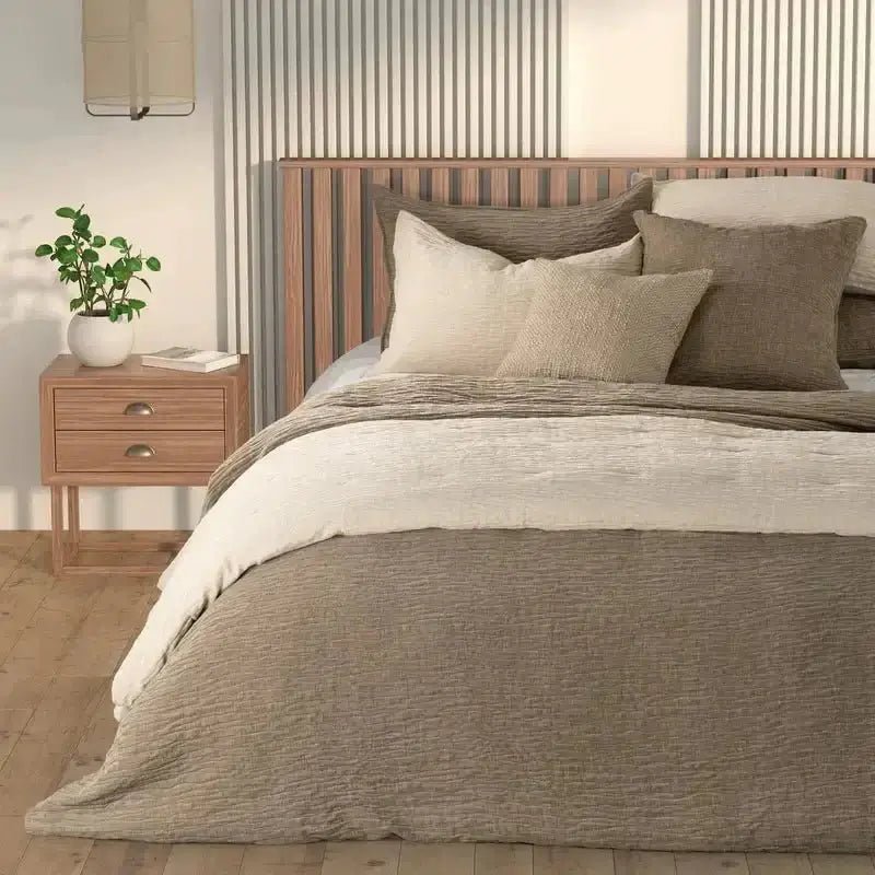 Housse de couette texturée taupe BARBARA- Par Brunelli - Housse de couette Brunelli - Literie-Déco et moi 