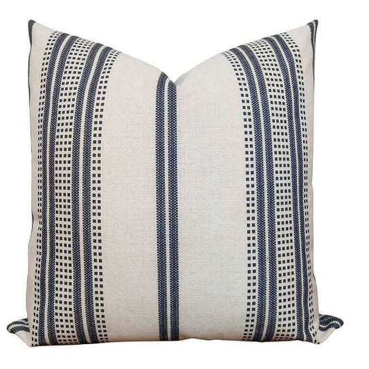 Housse de coussin FARMHOUSE ( Beige et bleu ) 20'' x 20' - Literie - Déco et moi
