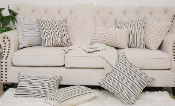 Housse de coussin FARMHOUSE ( Gris )   20'' x 20' - coussins Livia - Literie-Déco et moi 